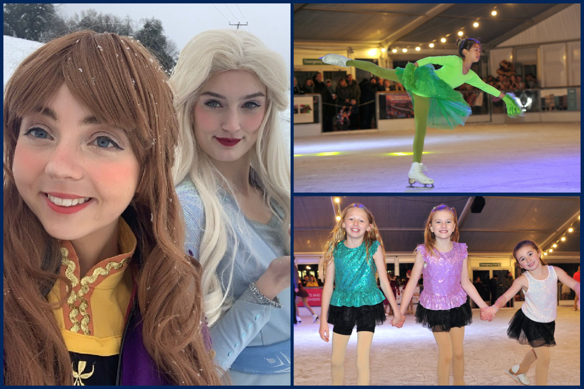 A collage of images of Ice Princesses and children ice skating.